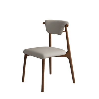 Contemporary Scandinavian Square Wood Leather Upholstered Dining Chair Backrest For Dining Room