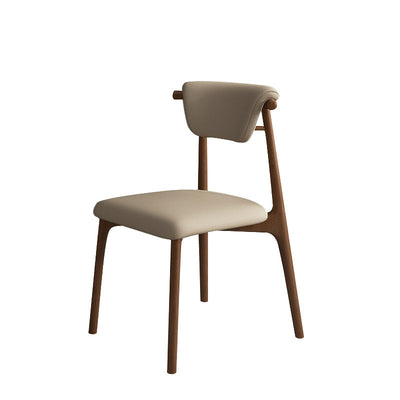 Contemporary Scandinavian Square Wood Leather Upholstered Dining Chair Backrest For Dining Room