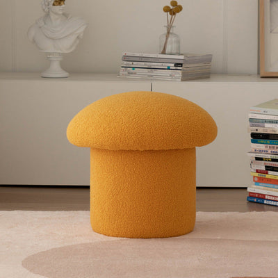 Contemporary Nordic Mushroom Shape Lambskin Low Stool For Living Room