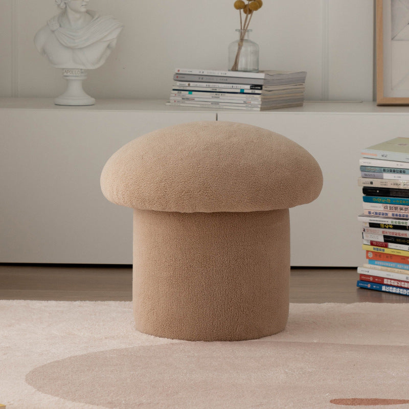 Contemporary Nordic Mushroom Shape Lambskin Low Stool For Living Room