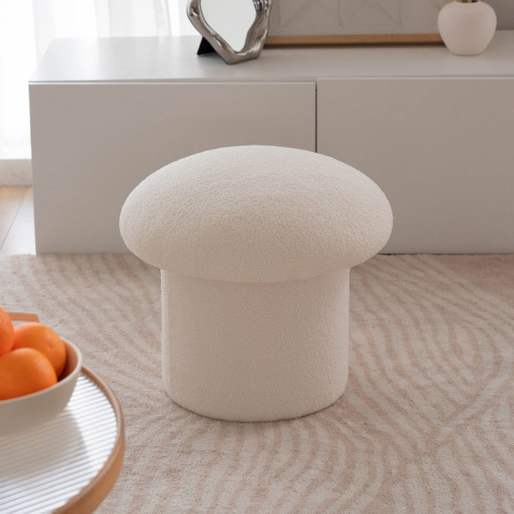 Contemporary Nordic Mushroom Shape Lambskin Low Stool For Living Room