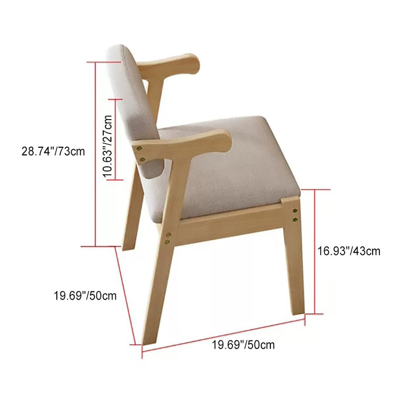 Contemporary Nordic Square Wood Leather Cloth Chair Backrest Armrest For Living Room