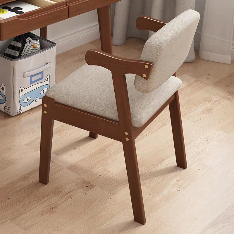 Contemporary Nordic Square Wood Leather Cloth Chair Backrest Armrest For Living Room