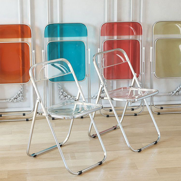 Modern Minimalist Square Acrylic Iron Foldable Chair Backrest For Living Room