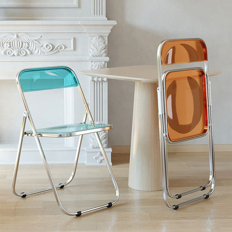 Modern Minimalist Square Acrylic Iron Foldable Chair Backrest For Living Room