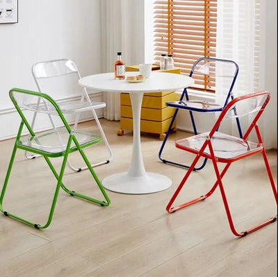 Modern Minimalist Square Acrylic Iron Foldable Chair Backrest For Living Room