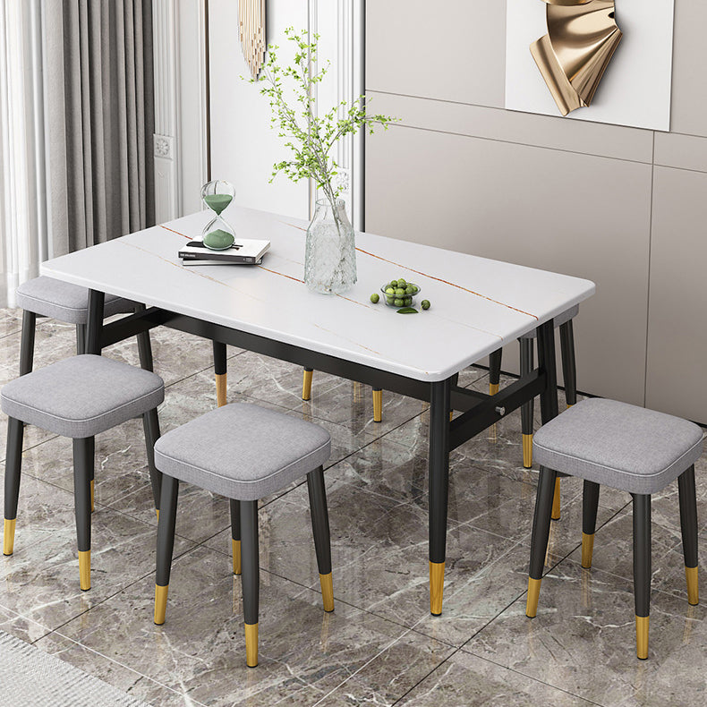 Modern Simplicity Square Upholstered Sponge Latex Carbon Steel Dining Chair For Dining Room