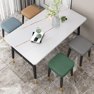 Modern Simplicity Square Upholstered Sponge Latex Carbon Steel Dining Chair For Dining Room