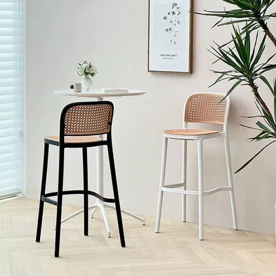 Contemporary Nordic Square PP Plastic Bar Stool Backrest Footrest For Dining Room