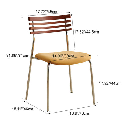 Modern Minimalist Ladderback Cotton Iron Wood Upholstered Dining Chair Backrest For Dining Room