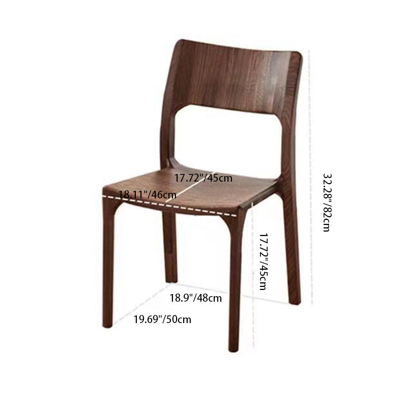 Modern Minimalist Square Walnut Wood Dining Chair Backrest For Dining Room