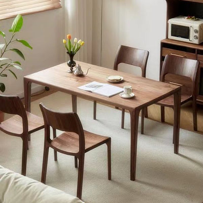 Modern Minimalist Square Walnut Wood Dining Chair Backrest For Dining Room