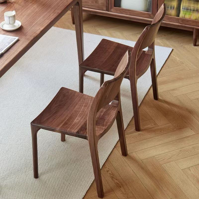 Modern Minimalist Square Walnut Wood Dining Chair Backrest For Dining Room