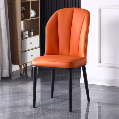 Contemporary Nordic Square Vertical Grain PU Leather Upholstered Carbon Steel Dining Chair Backrest For Dining Room