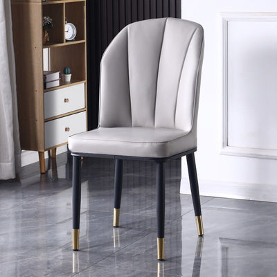 Contemporary Nordic Square Vertical Grain PU Leather Upholstered Carbon Steel Dining Chair Backrest For Dining Room