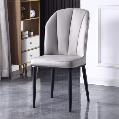 Contemporary Nordic Square Vertical Grain PU Leather Upholstered Carbon Steel Dining Chair Backrest For Dining Room