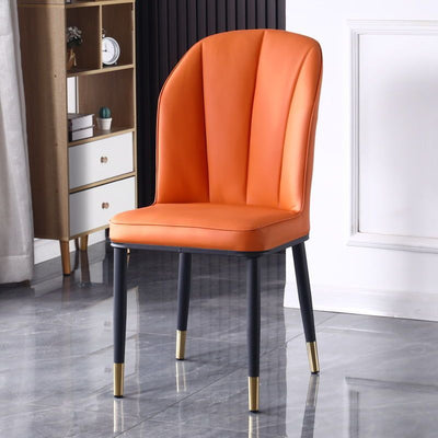 Contemporary Nordic Square Vertical Grain PU Leather Upholstered Carbon Steel Dining Chair Backrest For Dining Room