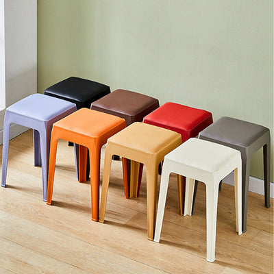 Modern Minimalist Square Upholstered PU Leather PP Plastic Bar Stool For Dining Room