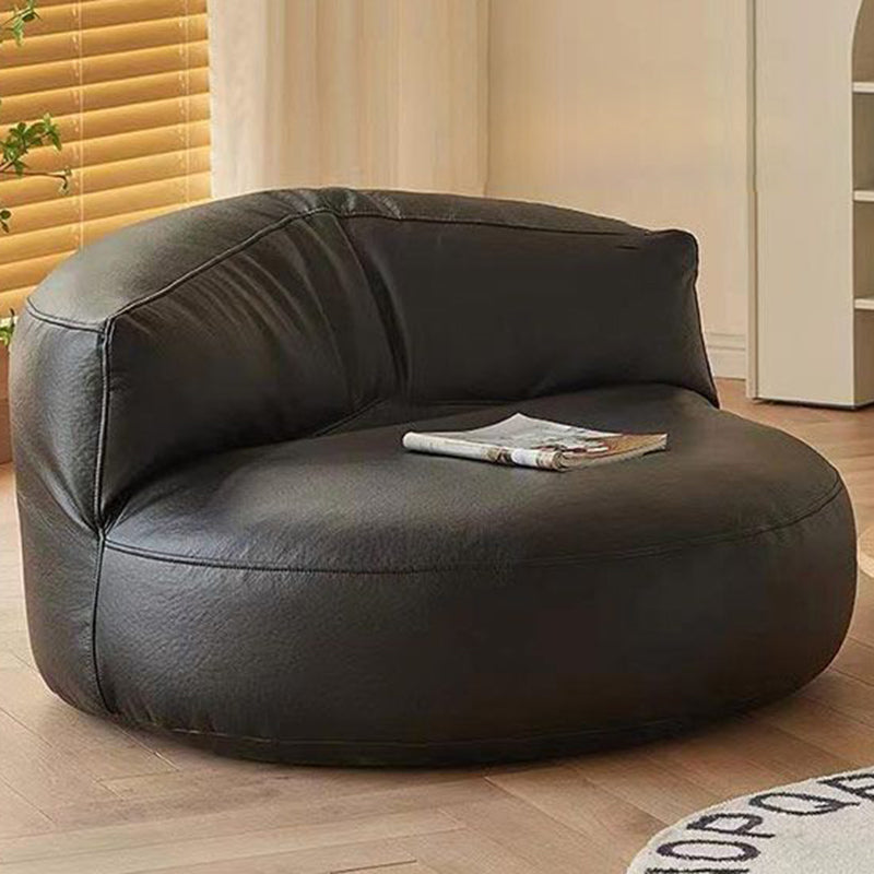 Contemporary Simplicity Round Microfiber Leather Accent Chair Backrest Armless For Living Room