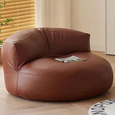 Contemporary Simplicity Round Microfiber Leather Accent Chair Backrest Armless For Living Room