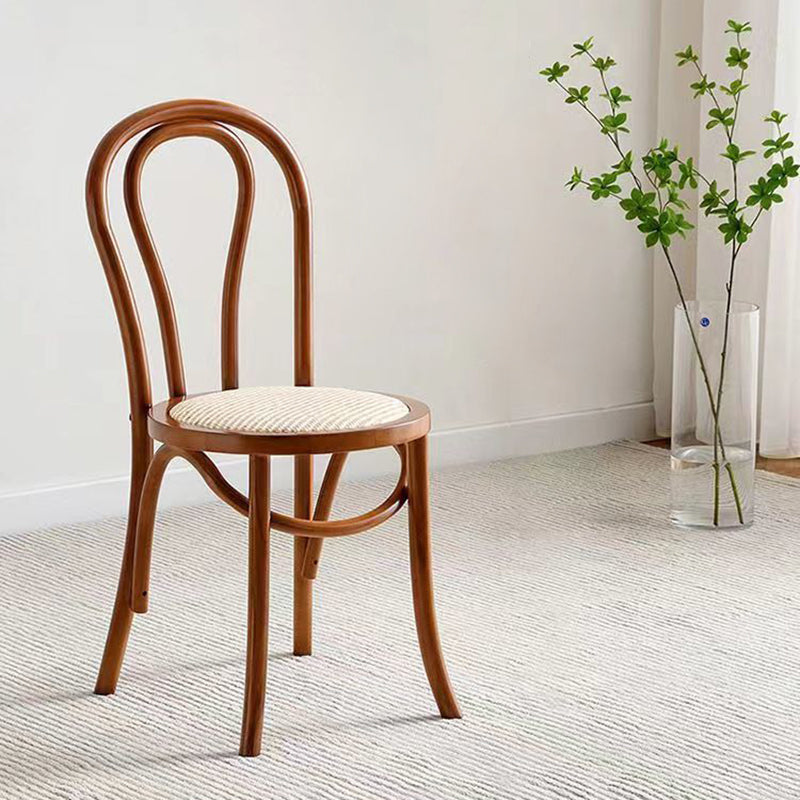 Contemporary Retro Rattan Beech Wood Round Arched Dining Chair Backrest For Dining Room