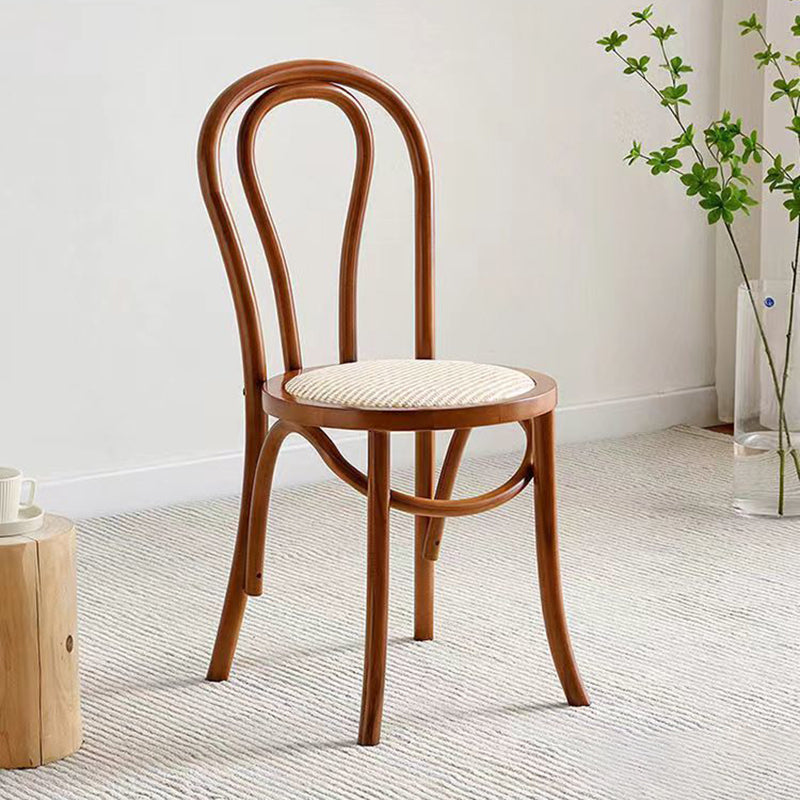 Contemporary Retro Rattan Beech Wood Round Arched Dining Chair Backrest For Dining Room