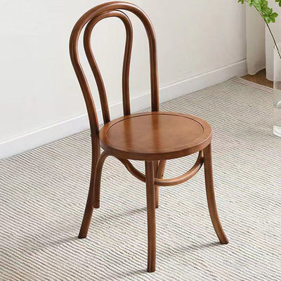 Contemporary Retro Rattan Beech Wood Round Arched Dining Chair Backrest For Dining Room