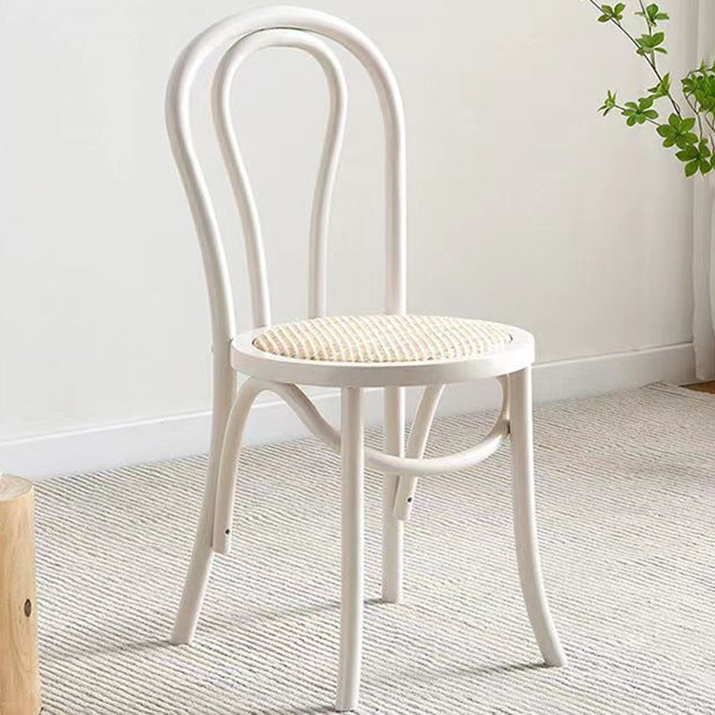 Contemporary Retro Rattan Beech Wood Round Arched Dining Chair Backrest For Dining Room