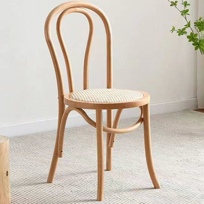 Contemporary Retro Rattan Beech Wood Round Arched Dining Chair Backrest For Dining Room