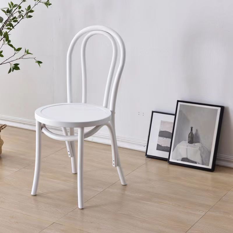 Contemporary Retro Rattan Beech Wood Round Arched Dining Chair Backrest For Dining Room