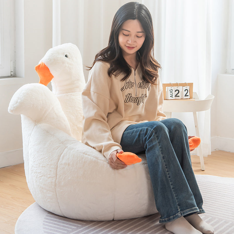 Contemporary Creative Swan Shape Lamb Cashmere Accent Chair Backrest For Living Room