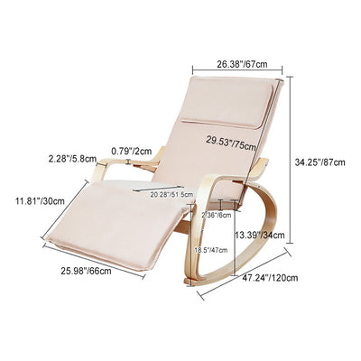 Moderne Einfachheit Verstellbarer Leinen Holz Quadratischer Schaukelstuhl Rückenlehne Für Schlafzimmer 