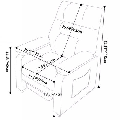 Contemporary Scandinavian Rectangular Square Storage Bag Wood Antifouling Leather Adjustable Backrest Accent Chair Armrest For Living Room