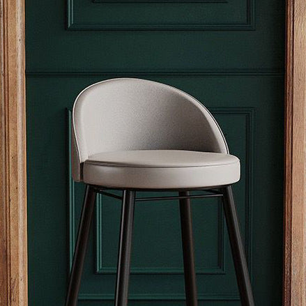 Contemporary Nordic Iron Curved Low Back Upholstered Bar Stool For Dining Room