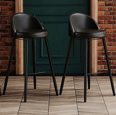 Contemporary Nordic Iron Curved Low Back Upholstered Bar Stool For Dining Room