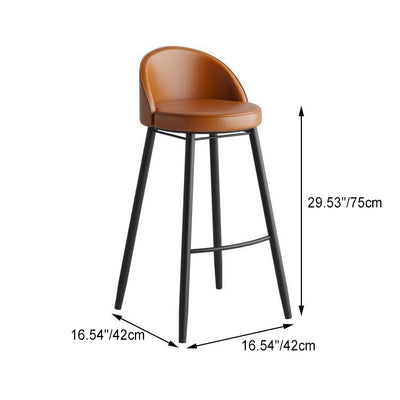 Contemporary Nordic Iron Curved Low Back Upholstered Bar Stool For Dining Room