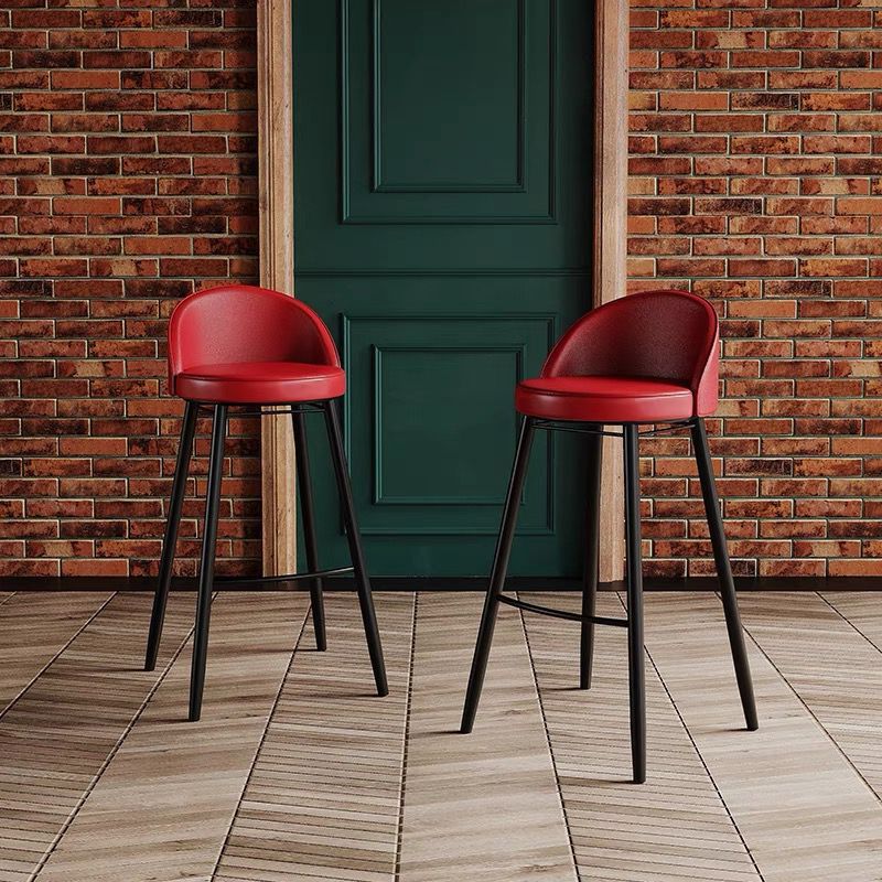 Contemporary Nordic Iron Curved Low Back Upholstered Bar Stool For Dining Room