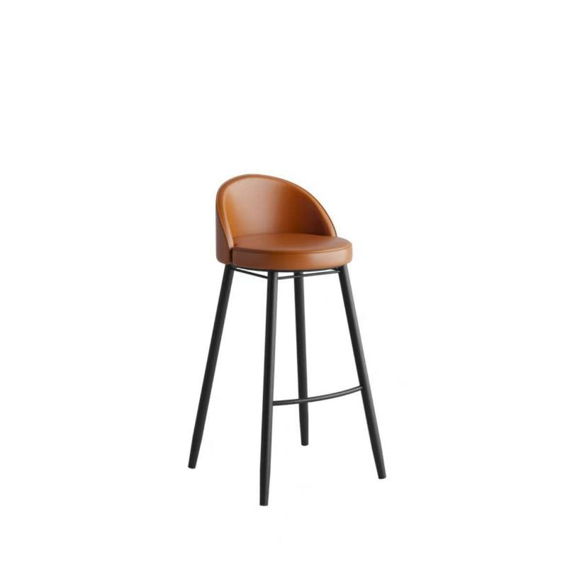 Contemporary Nordic Iron Curved Low Back Upholstered Bar Stool For Dining Room