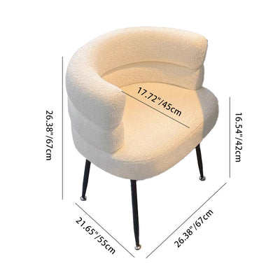 Modern Luxury Curved Lambswool Carbon Steel Legs Upholstered Accent Chair Backrest For Living Room