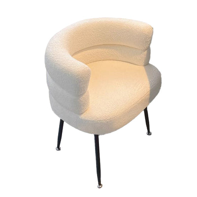 Modern Luxury Curved Lambswool Carbon Steel Legs Upholstered Accent Chair Backrest For Living Room