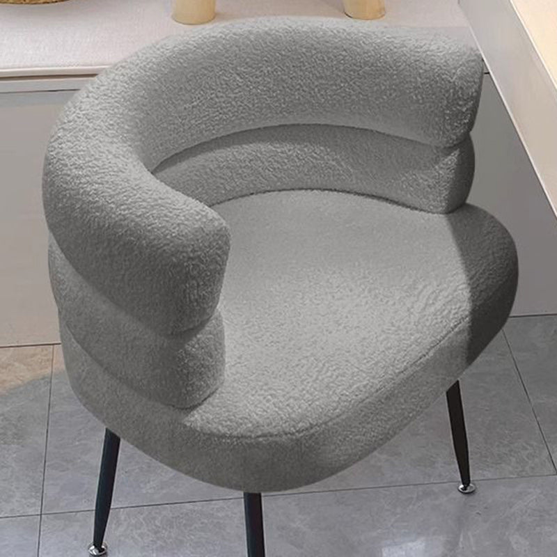 Modern Luxury Curved Lambswool Carbon Steel Legs Upholstered Accent Chair Backrest For Living Room