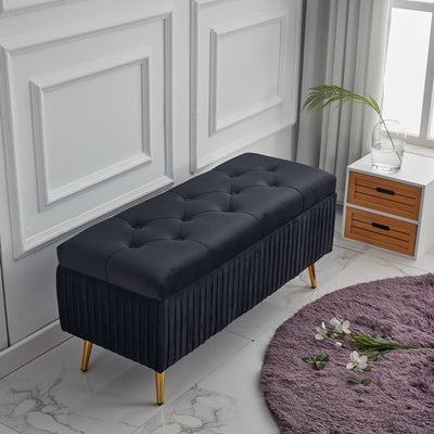 Taburete cuadrado rectangular sin respaldo de terciopelo minimalista moderno con esponja y metal para dormitorio 