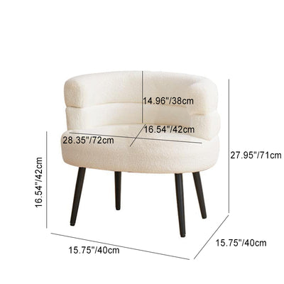 Tabouret de coiffeuse contemporain nordique rond en acier au carbone et en laine d'agneau avec dossier pour chambre à coucher 