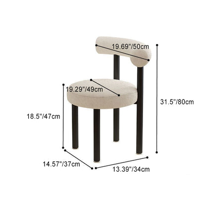 Zeitgenössischer nordischer runder Hocker aus Lammwolle mit Metallrückenlehne für das Schlafzimmer 