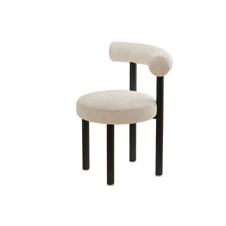 Contemporary Nordic Round Lambswool Iron Vanity Stool Backrest For Bedroom