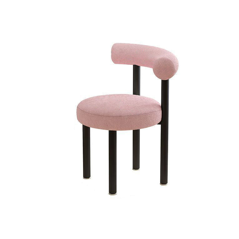 Contemporary Nordic Round Lambswool Iron Vanity Stool Backrest For Bedroom