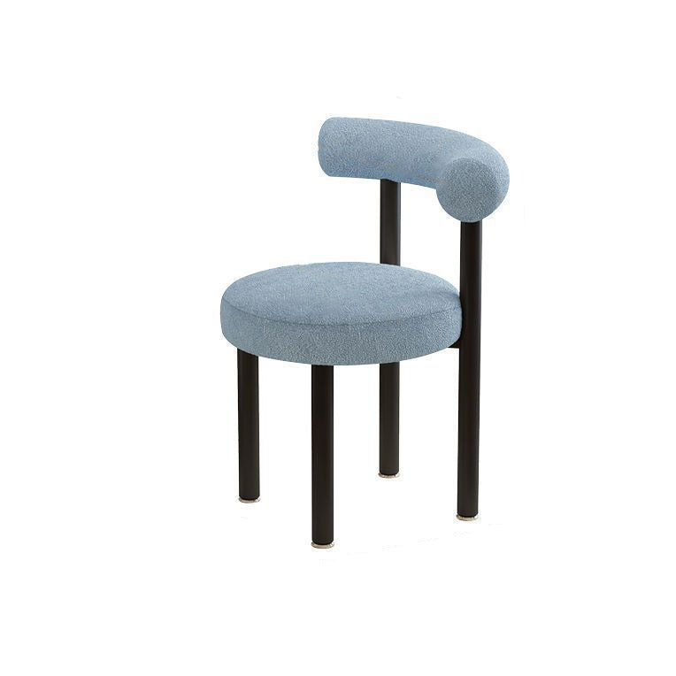 Contemporary Nordic Round Lambswool Iron Vanity Stool Backrest For Bedroom