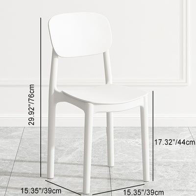 Chaise de salle à manger moderne minimaliste carrée incurvée en plastique PP avec dossier pour salle à manger 