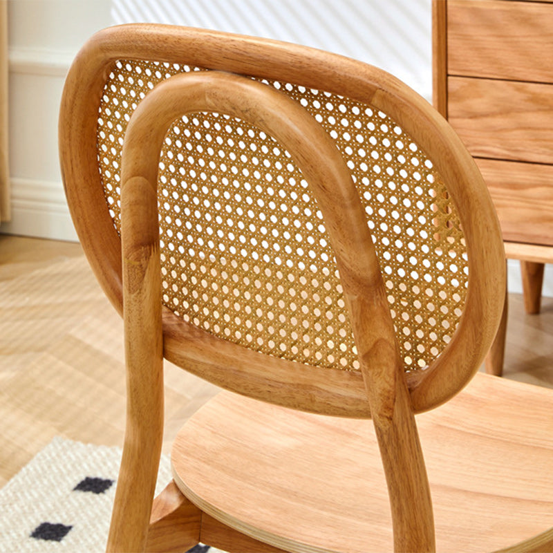 Modern Minimalist Square Curved Wood Rattan Dining Chair Backrest For Dining Room