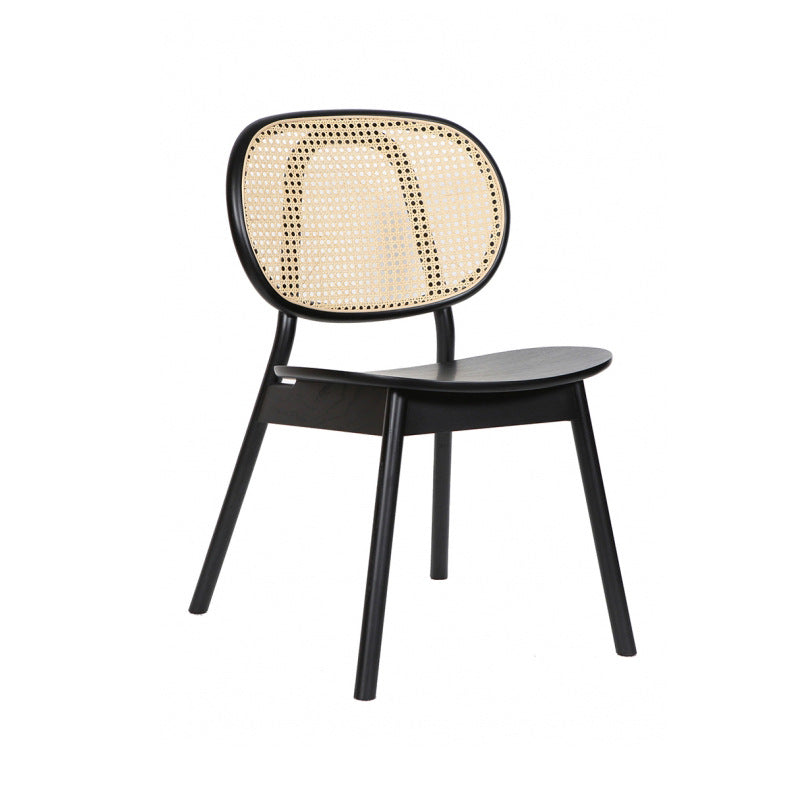 Modern Minimalist Square Curved Wood Rattan Dining Chair Backrest For Dining Room